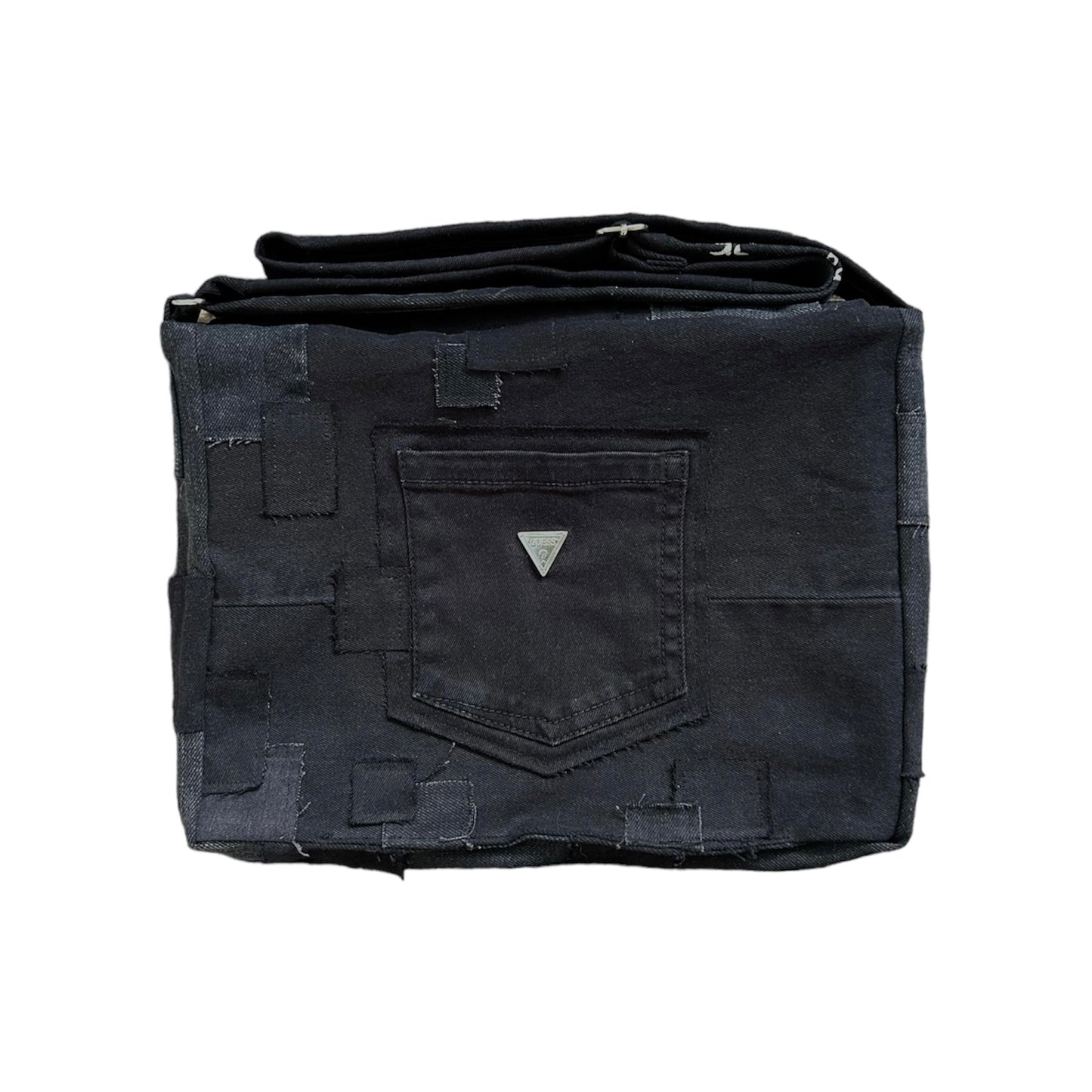 Handmade Black Denim Varsity Messenger